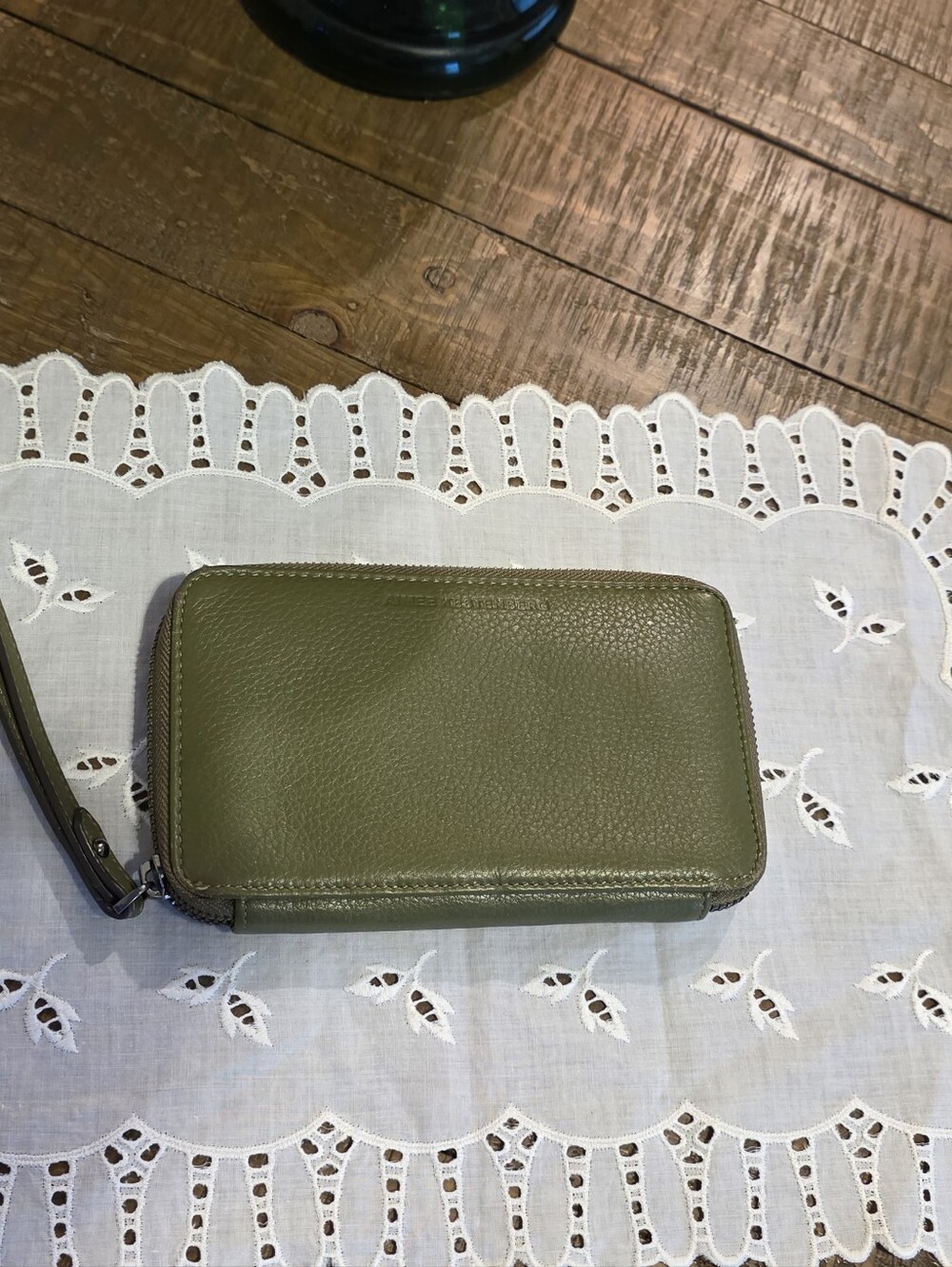 Aimee Kestenberg Olive Green Leather Wallet, Wristlet